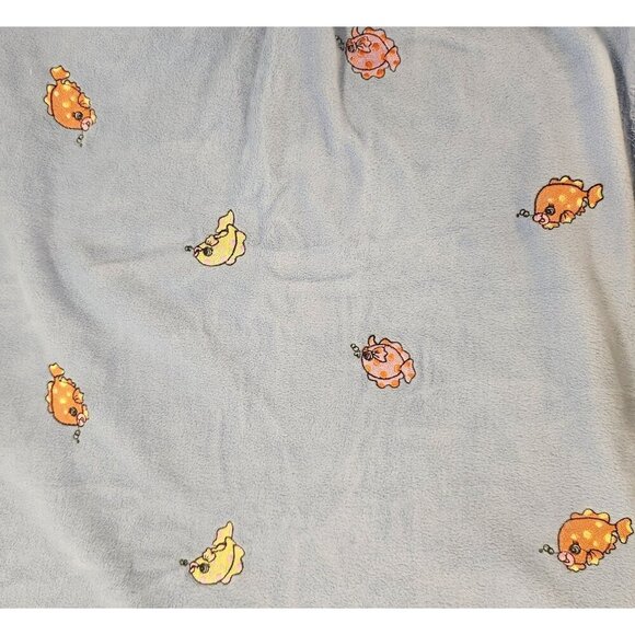 Fleece Fabric Whimsical Embroidered Fish Patterned Crafting Material for Sewing - Picture 1 of 6